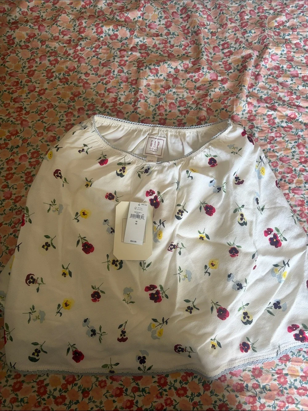 GAP Cream Skirt with Red, Yellow & Purple Floral Print
